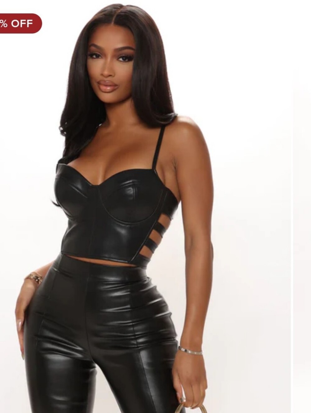 Fashion Nova Kierra PU Crop Top - Black